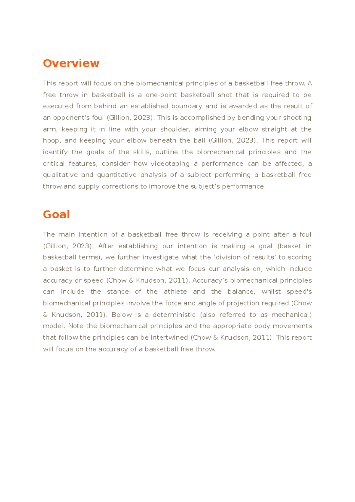Biomechanics of Basketball Free Throw Analysis (Course Code: BSK101 ...