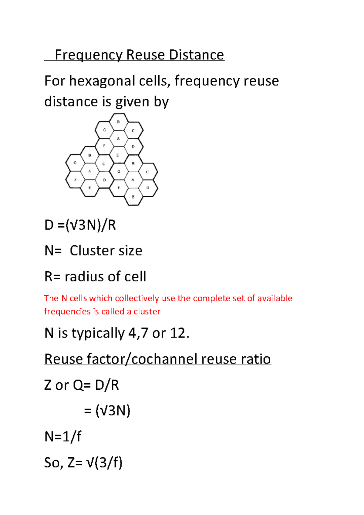 MOD1: Frequency Reuse Distance in Hexagonal Cells Explained - Studocu
