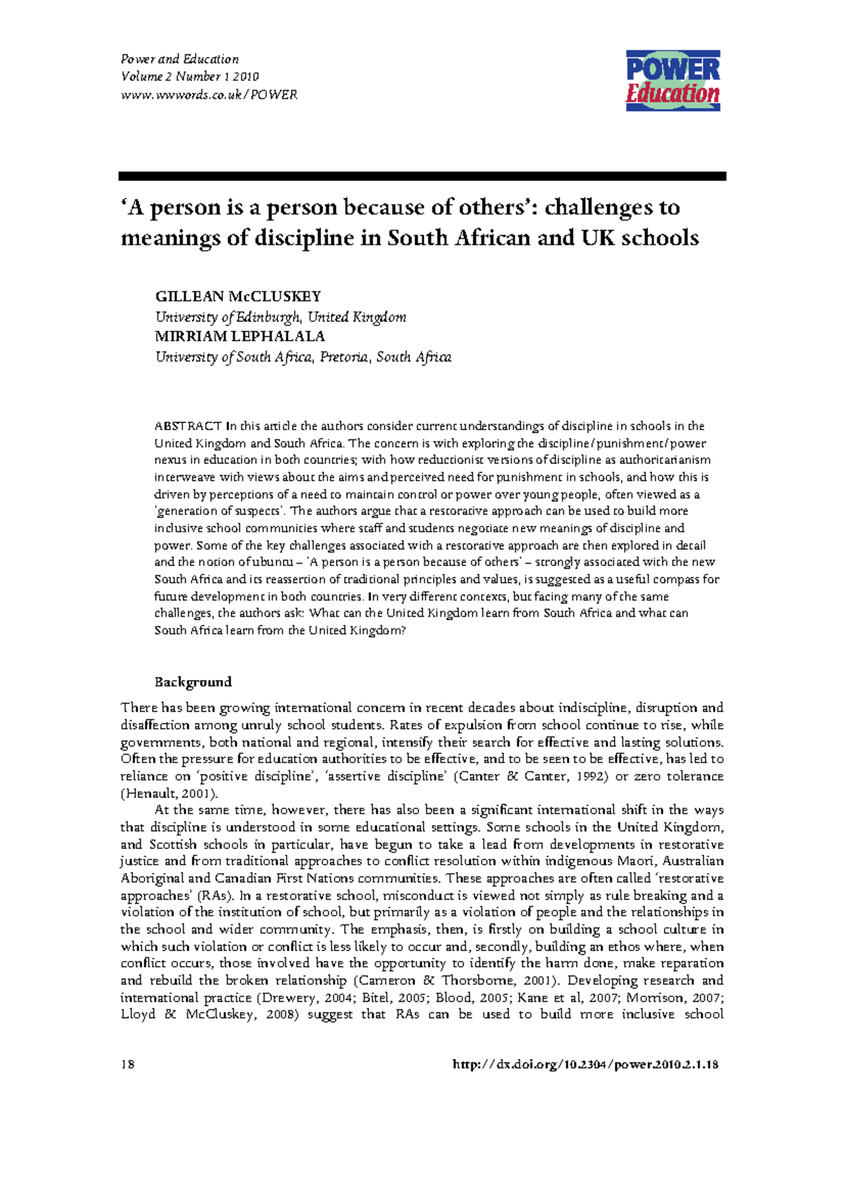 Exploring discipline in South African and UK schools: a restorative ...