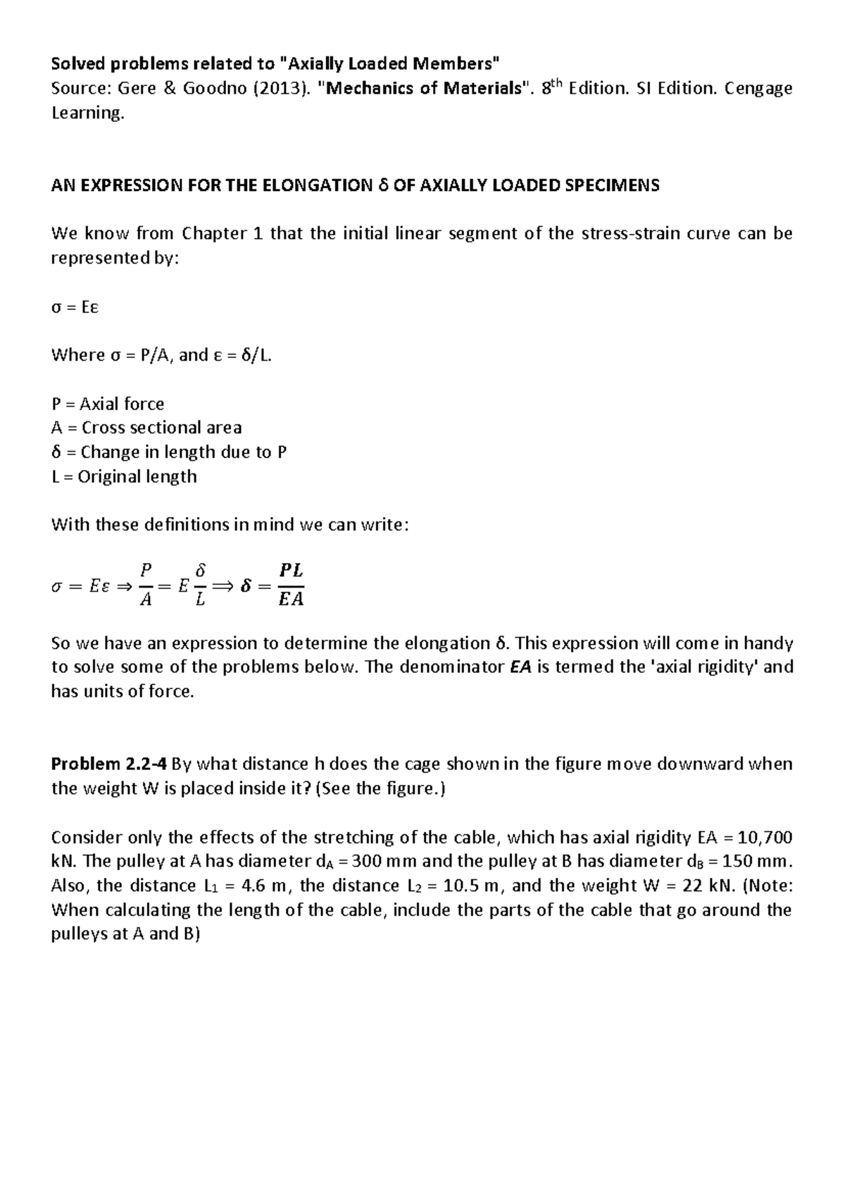Ch2 Notes (Problem-Based) for Mechanics of Materials (ENGR 201) - Studocu