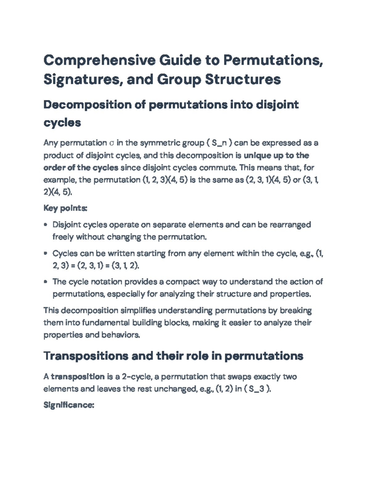 Comprehensive Overview of Group Theory: Permutations & Structures (MATH ...
