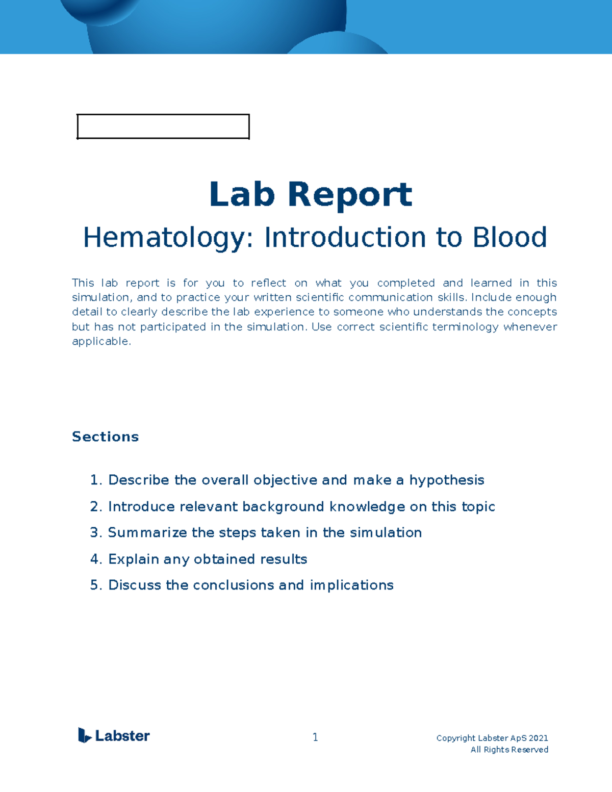 Hematology Lab Report: Exploring Blood Composition & Functions - Studocu