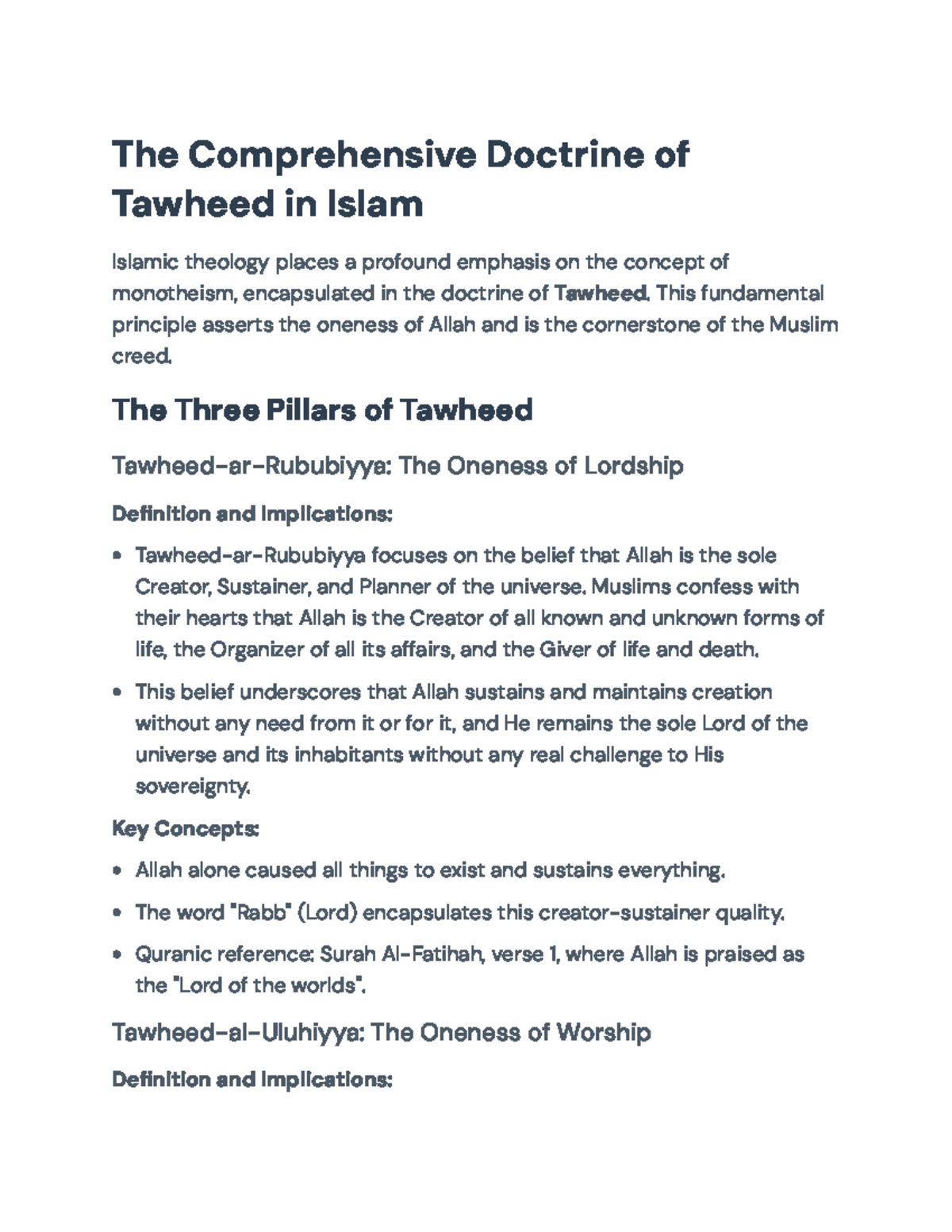 Tawheed in Islam: Understanding the Unicity of Allah and Its Impact ...
