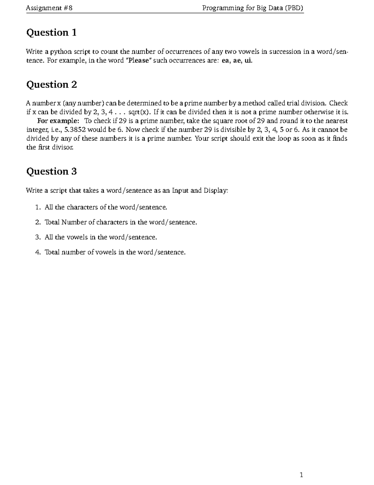 A1 - big data assignment 1 - Assignment #8 Programming for Big Data ...