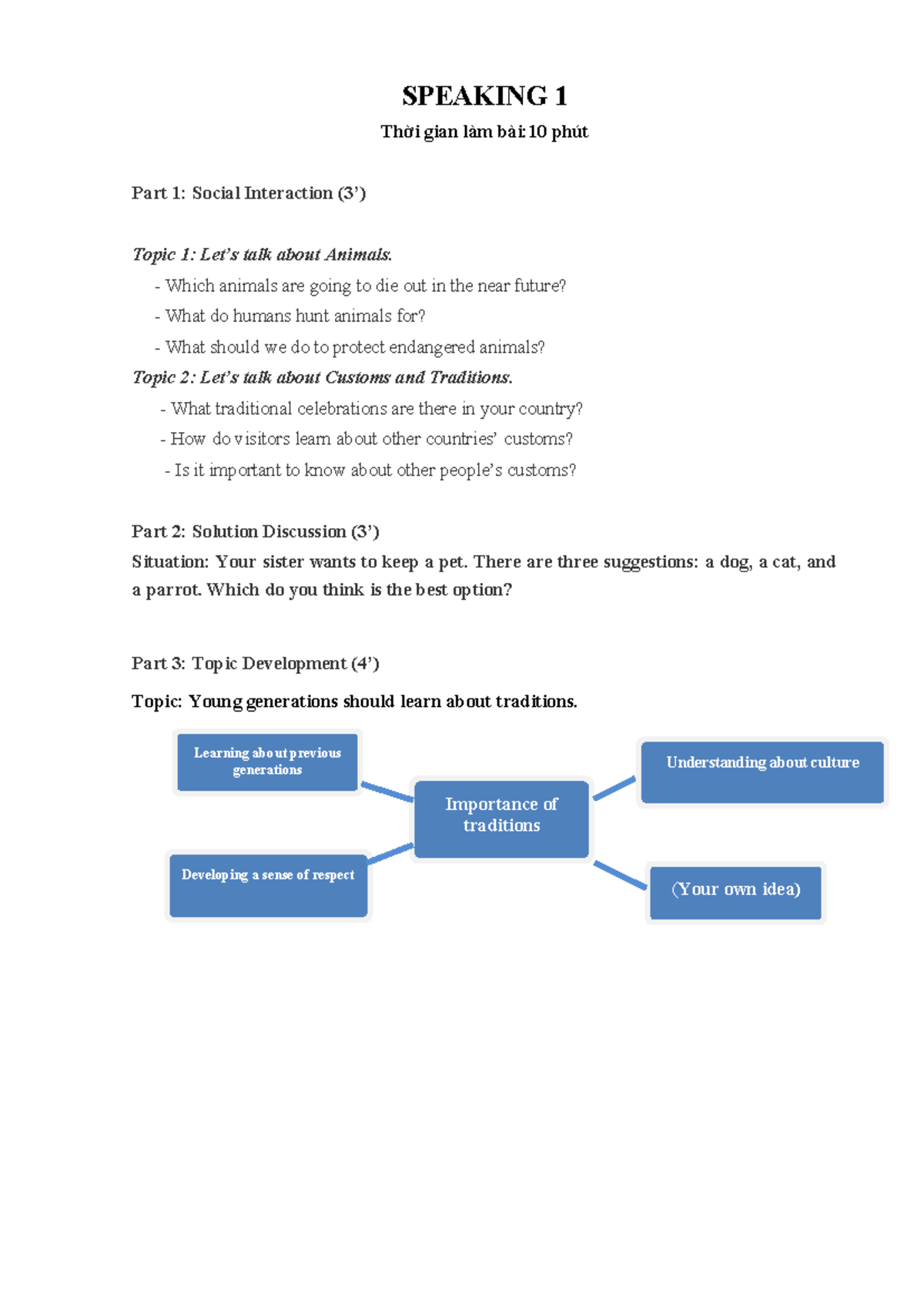 YDuoc TAB1 Speaking Handouts: Social Topics & Solutions - Studocu