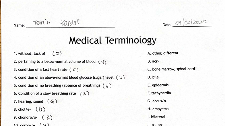 Medical Terminology 1: Key Terms and Definitions for Exam - Studocu
