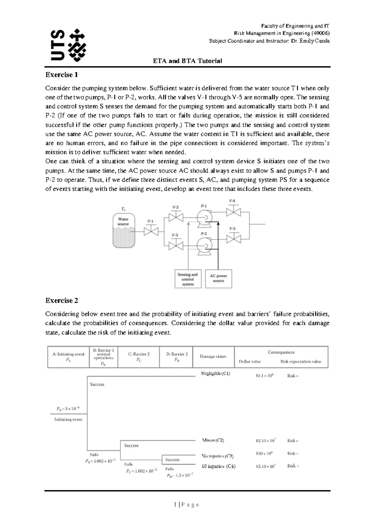 Week 5 - ETA and BTA Tutorial on Risk Management in Engineering (49006 ...