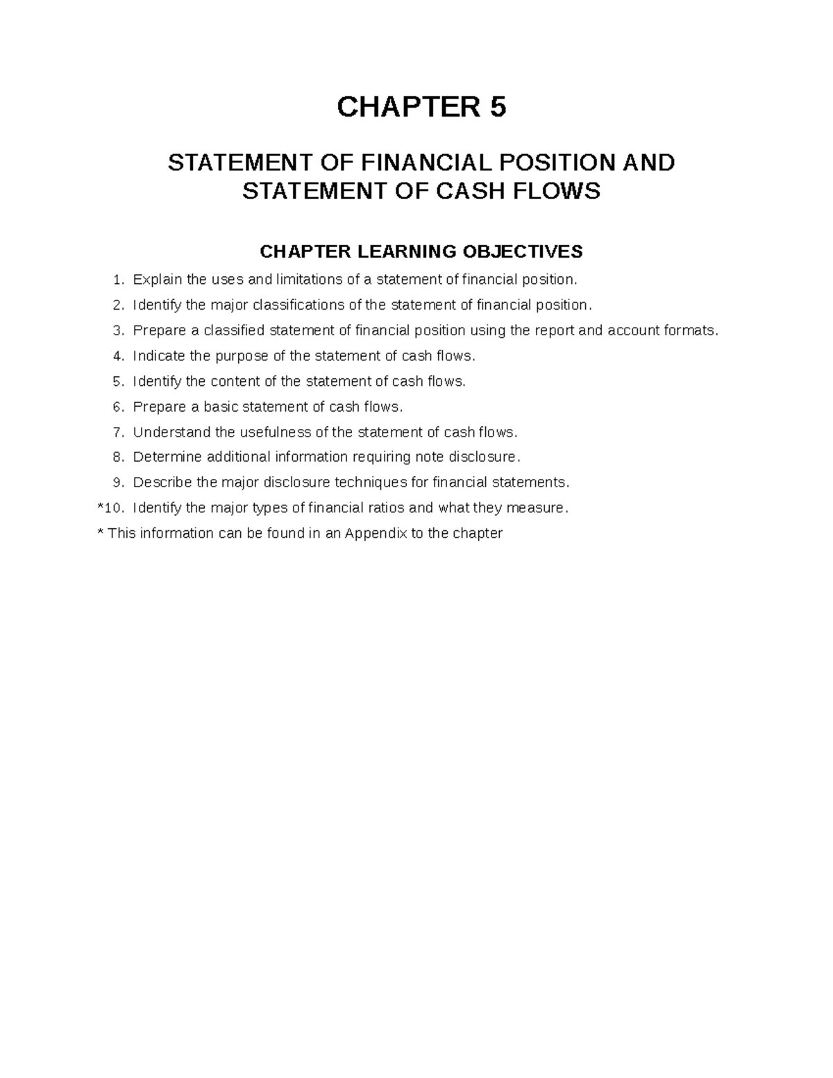CHAPTER 5: FINANCIAL POSITION & CASH FLOWS OVERVIEW - IFRS Edition ...