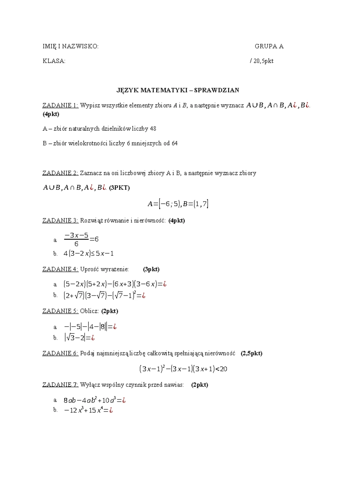 Sprawdzian Z Geometri Analitycznej Wyjasnienia www.studocu.com