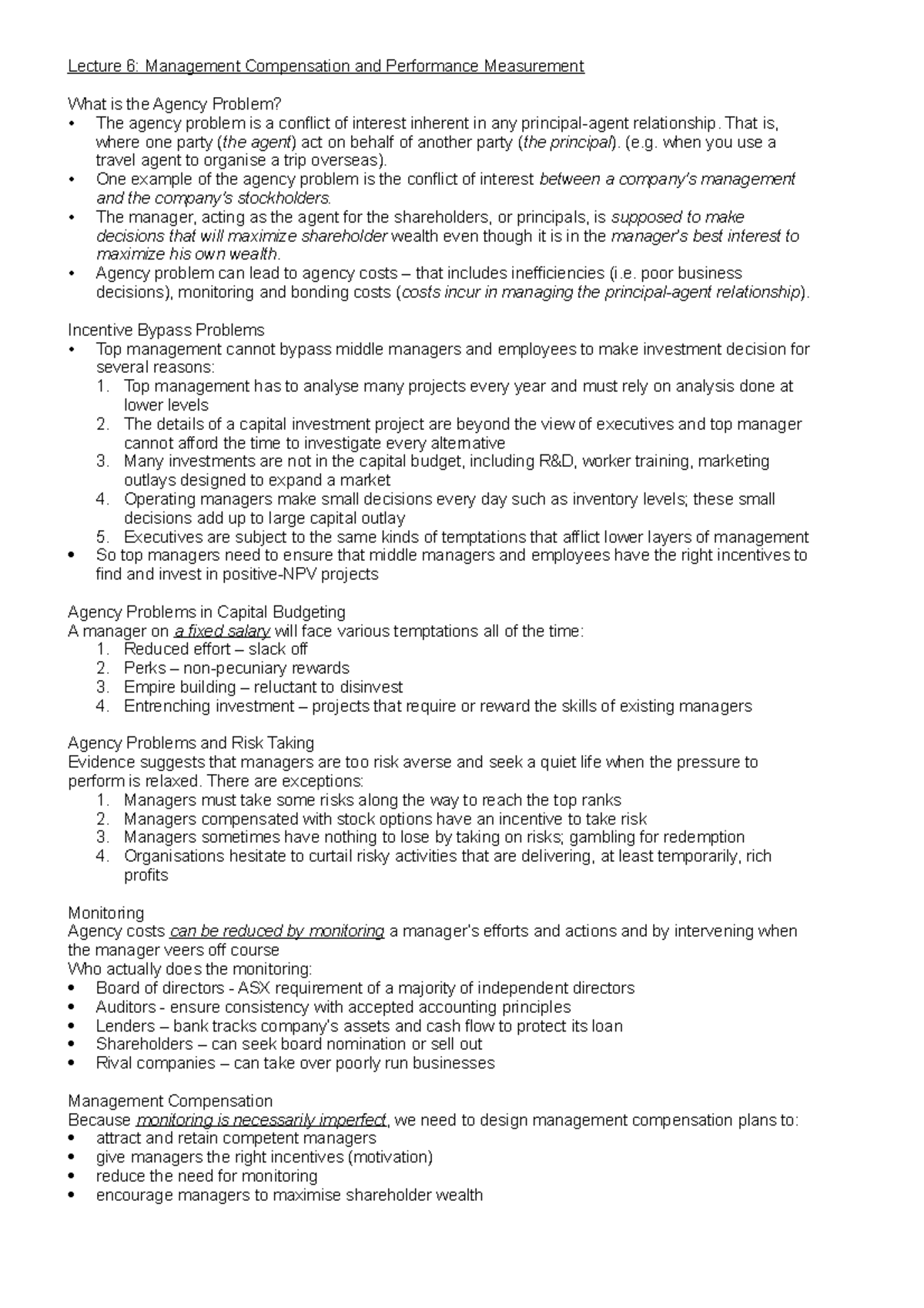Lecture 6- Management Compensation and Performance Management - Lecture ...