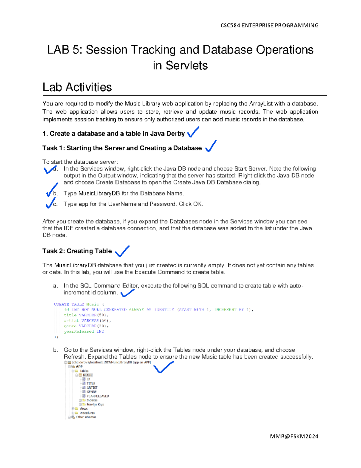 Labcsc 584 Lab 5: Session Tracking & Database Operations in Servlets ...