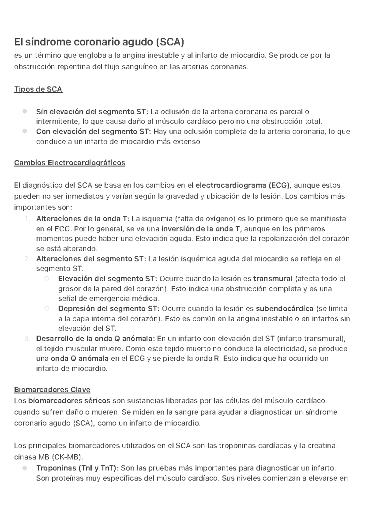 Cardiopatía Isquémica: Síndrome Coronario Agudo (SCA) y Diagnóstico ...