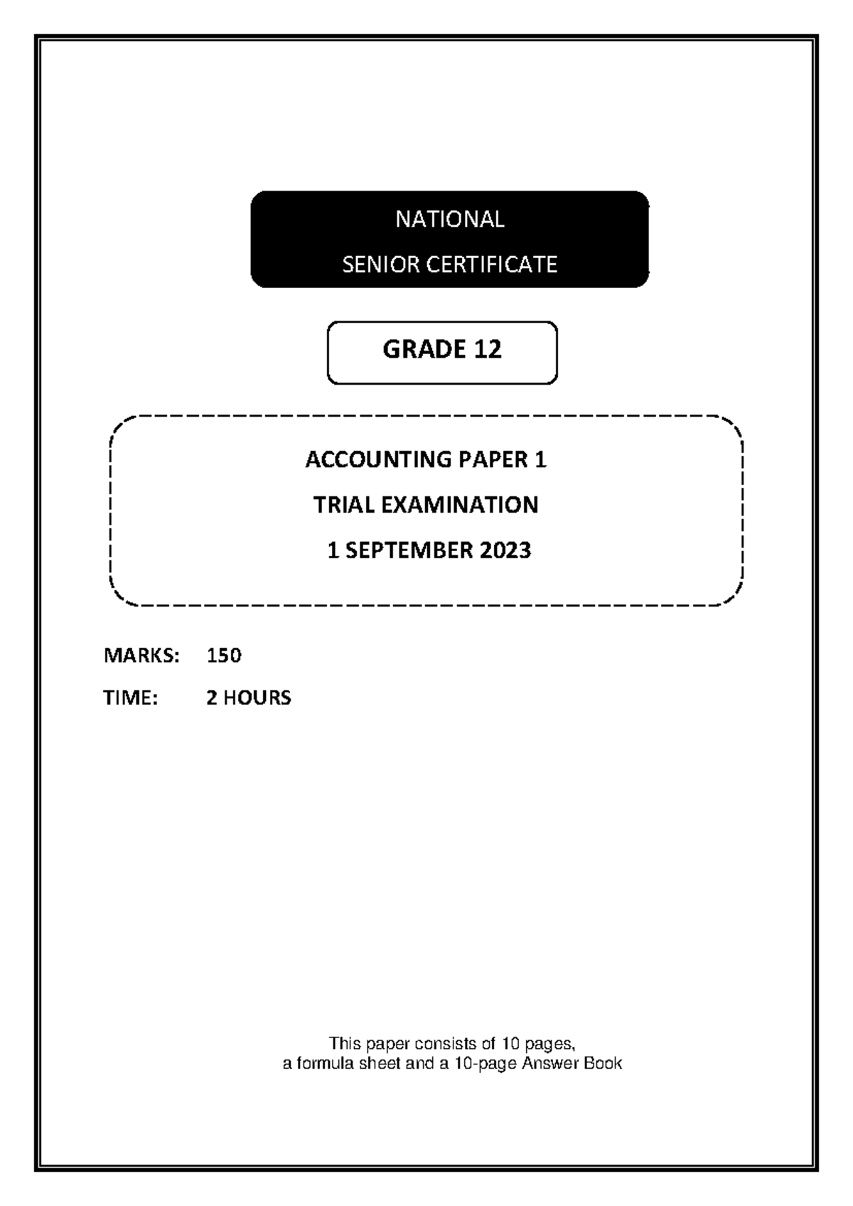 ACC GRADE 12 TRIAL EXAMINATION PAPER 1 - SEPT 2023 - Studocu
