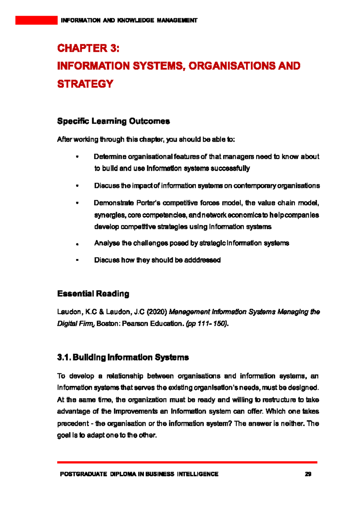 PG BI - Information and Knowledge Management: Chapter 3 Summary Notes ...