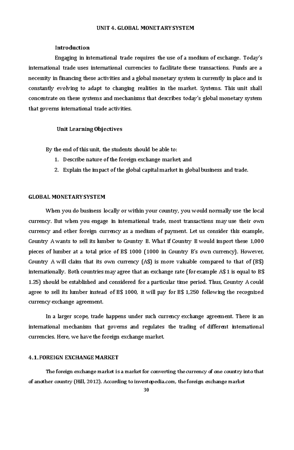 Unit 4: Global Monetary System Overview and Key Concepts - Studocu