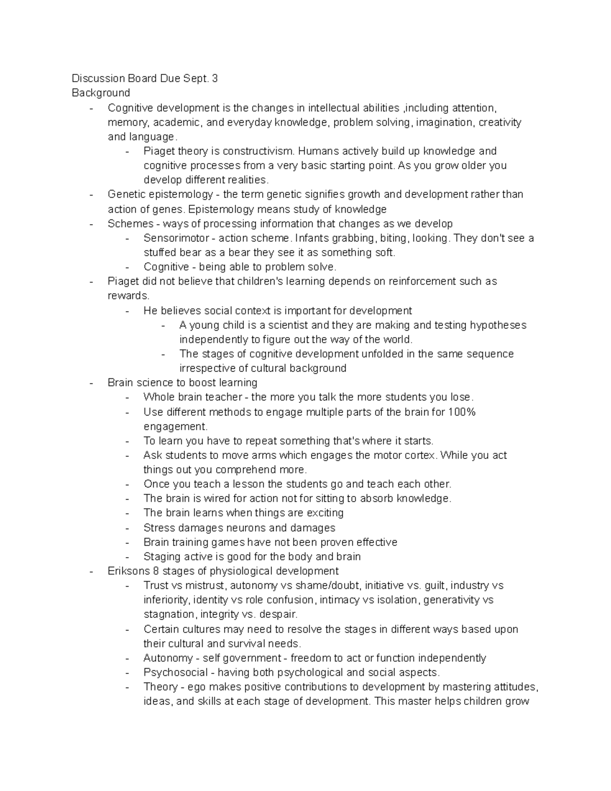 Education 205: Cognitive Development and Learning Strategies Notes ...