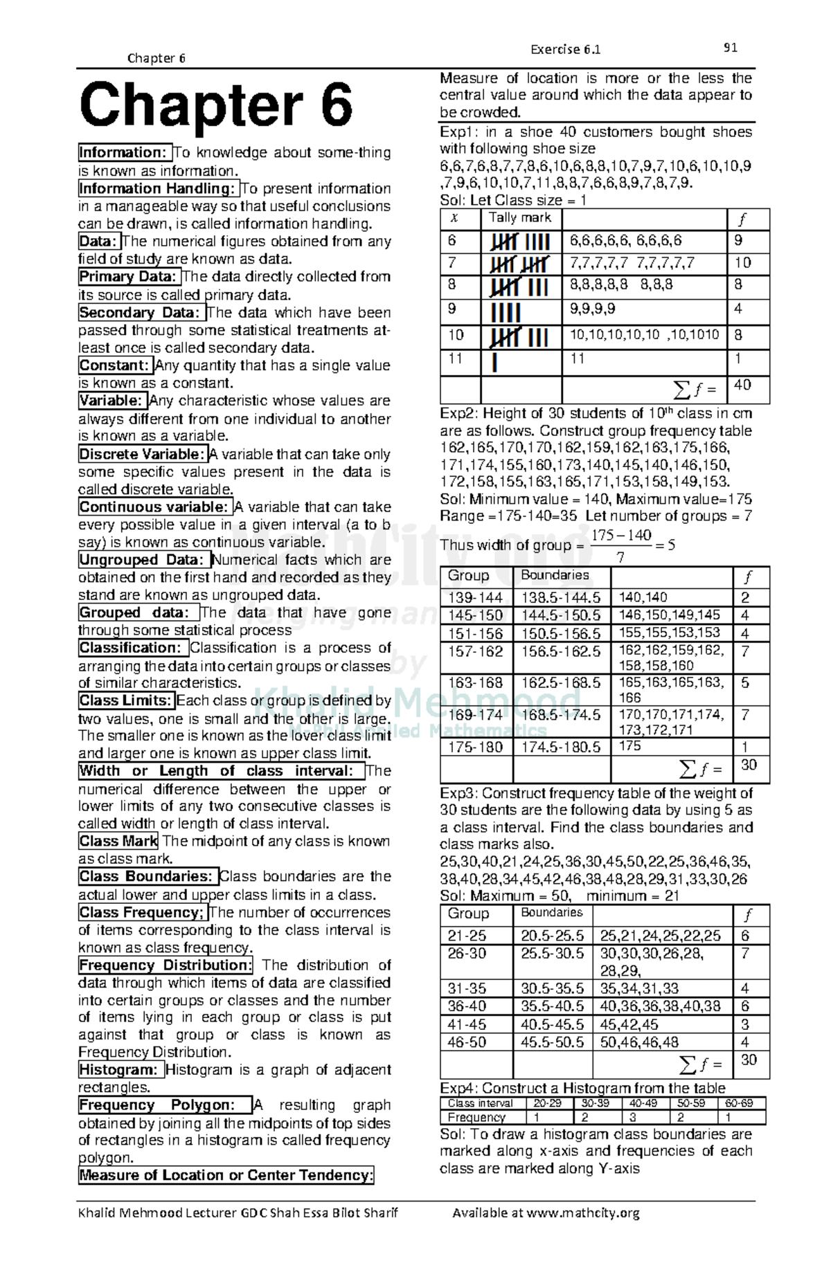 KPK 10th Math Chapter 6 Exercise Notes and Problems - Studocu