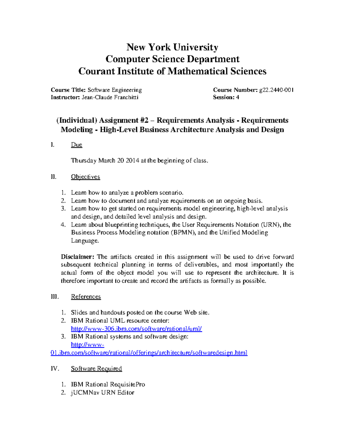 Software Engineering (CS 101) Assignment 2: Requirements Analysis ...