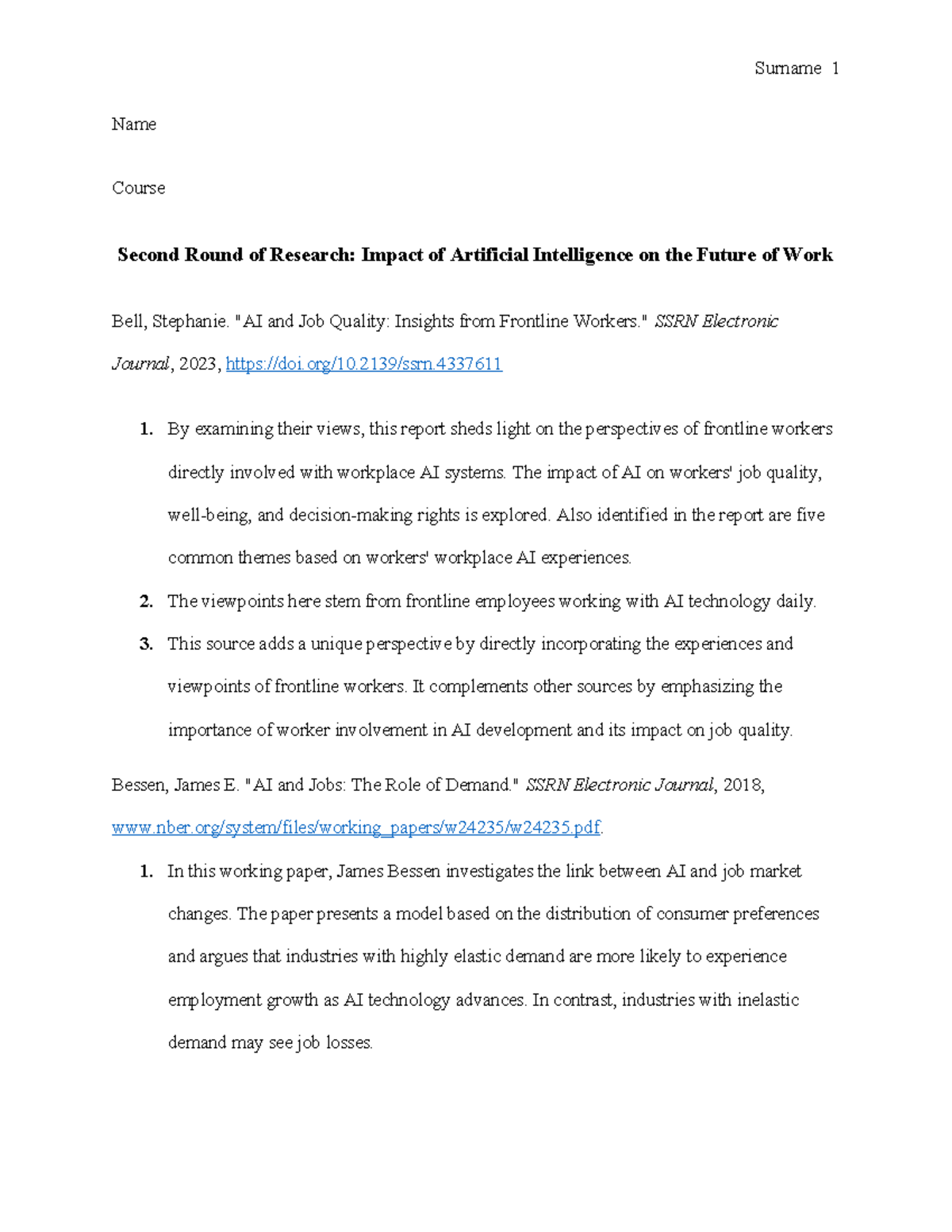 Impact of AI on Future of Employment: A Research Compilation - Studocu