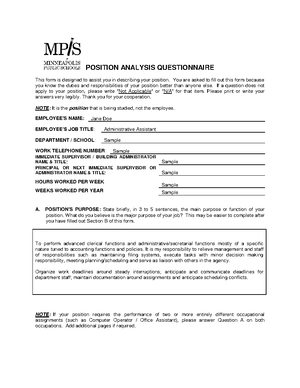 Position Analysis Questionnaire (PAQ) Overview and Development - Studocu