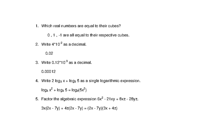 Sample Exam 6 - Grade 12 Math Word Problems with Solutions - Studocu