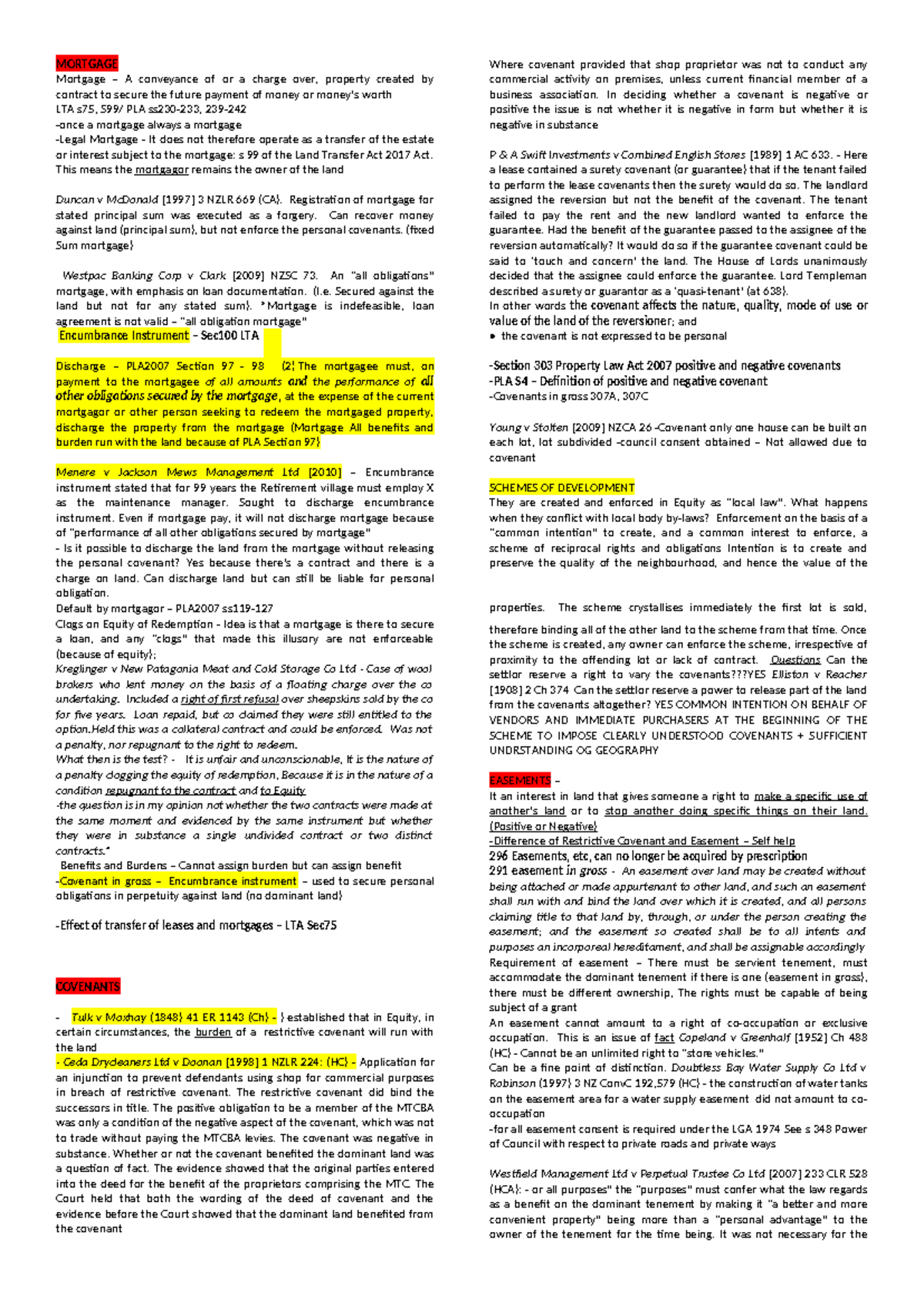 LAW604 Final Exam Notes on Mortgage and Property Law Concepts - Studocu