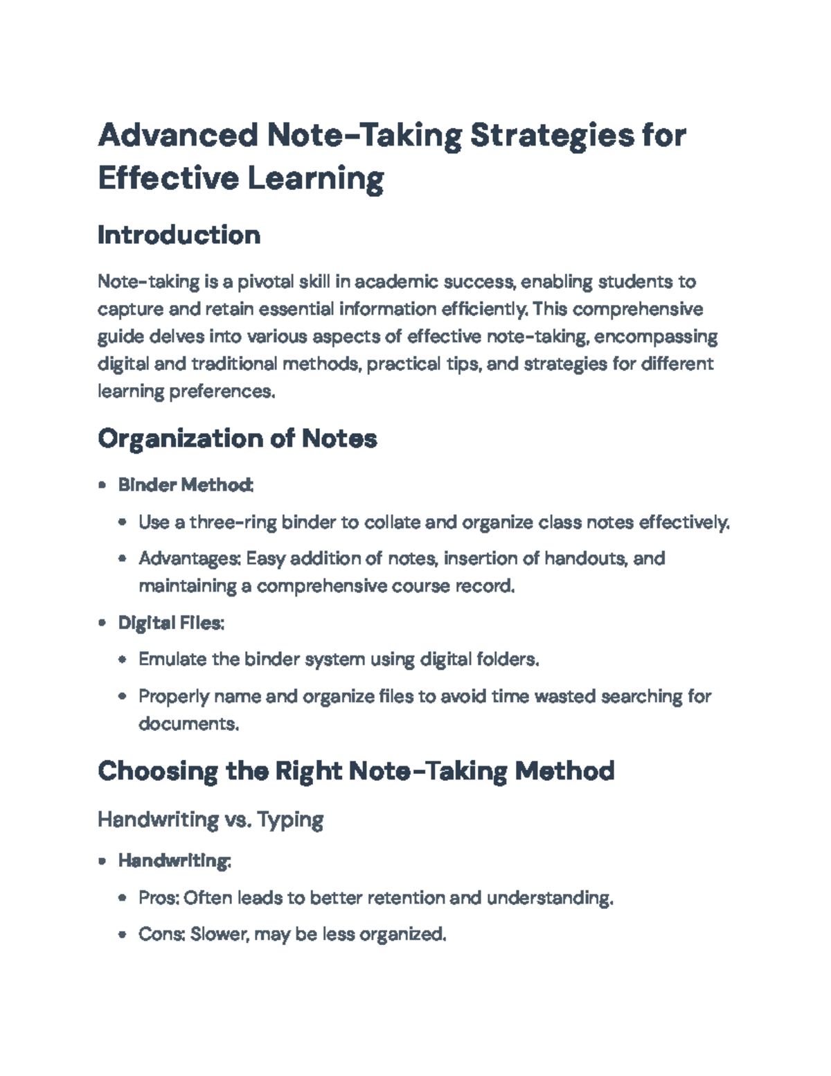 Advanced Note-Taking Strategies for Effective Learning: A Guide ...