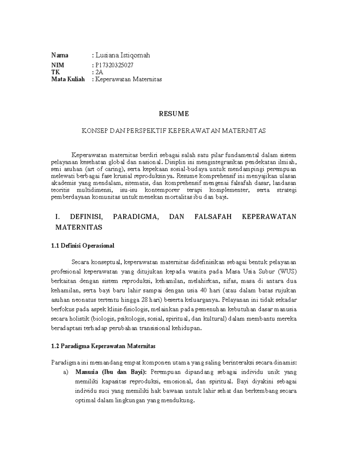 P17320325027: Resume Keperawatan Maternitas oleh Lusiana Istiqomah ...