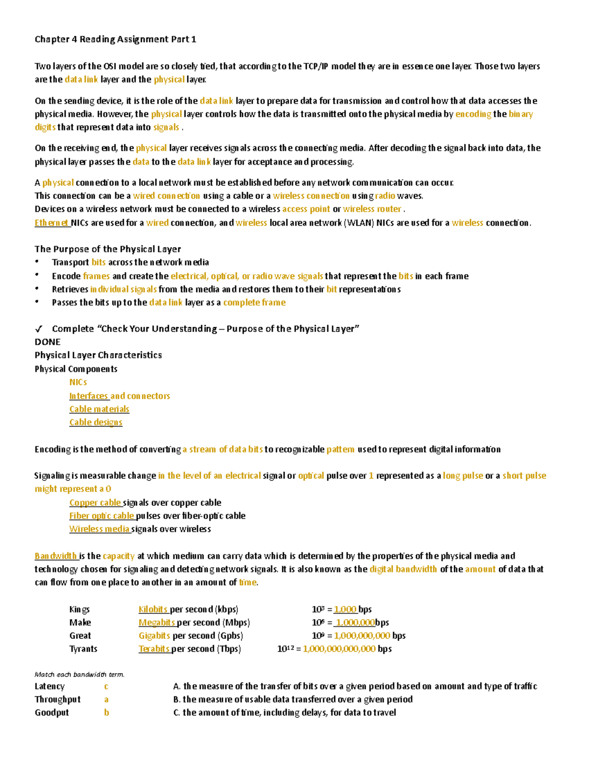 It chapter 4 - Chapter 4 Reading Assignment Part 1 Two layers of the ...