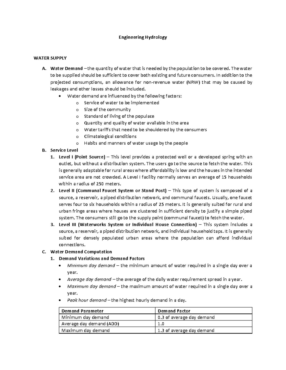 Engineering Hydrology notes for finals - Engineering Hydrology WATER ...
