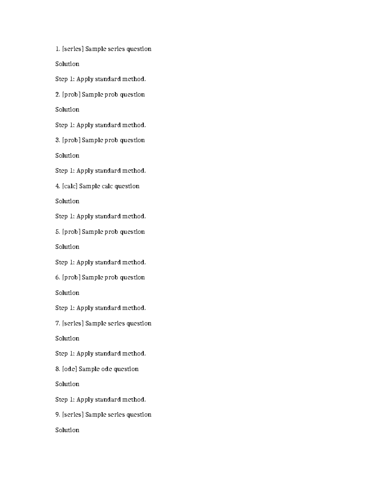 Math 6163 & 6094 Sample Questions: Series, Prob, Calc, ODE - Studocu