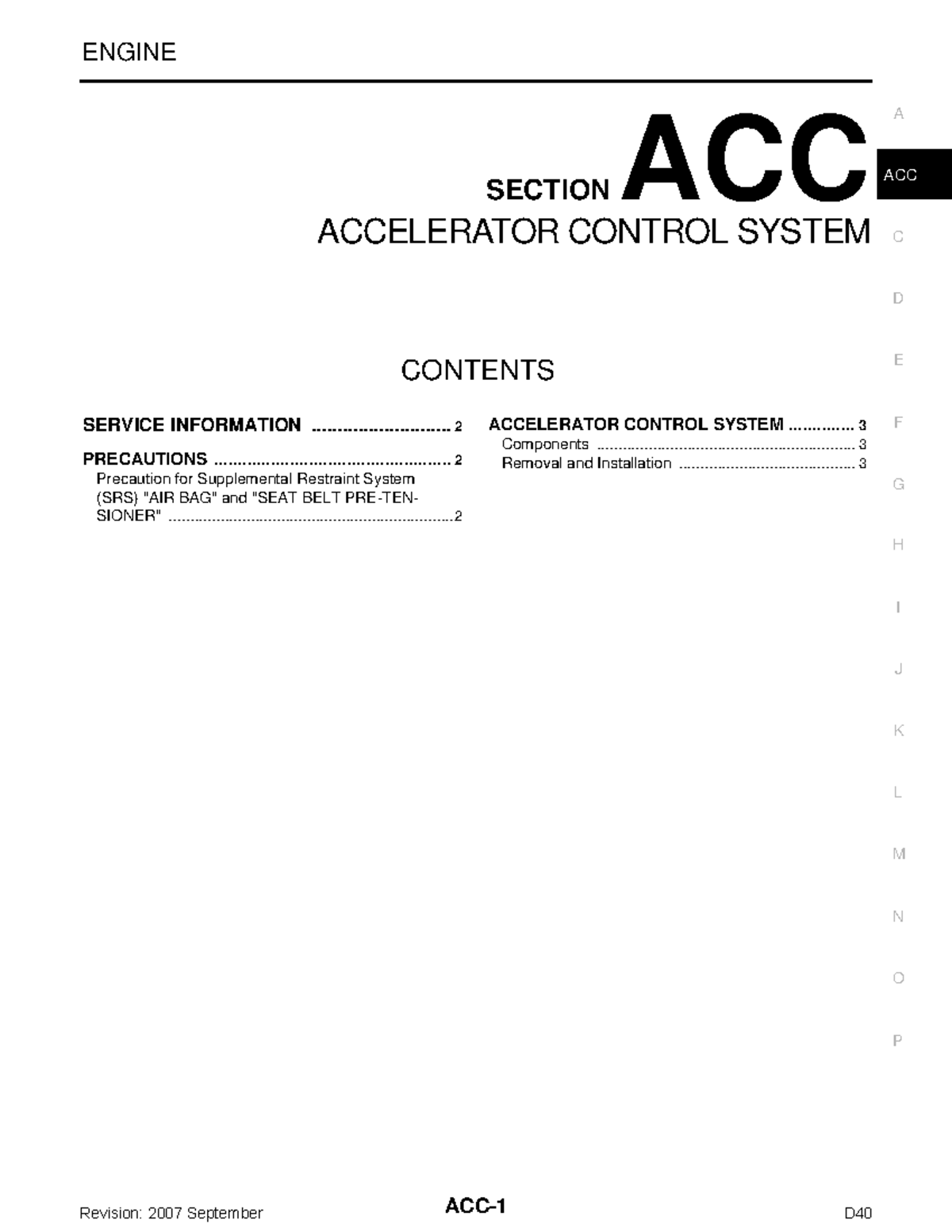 Acc - Manual de automovil - ACC- ENGINE C D E F G H I J K L M SECTION ...