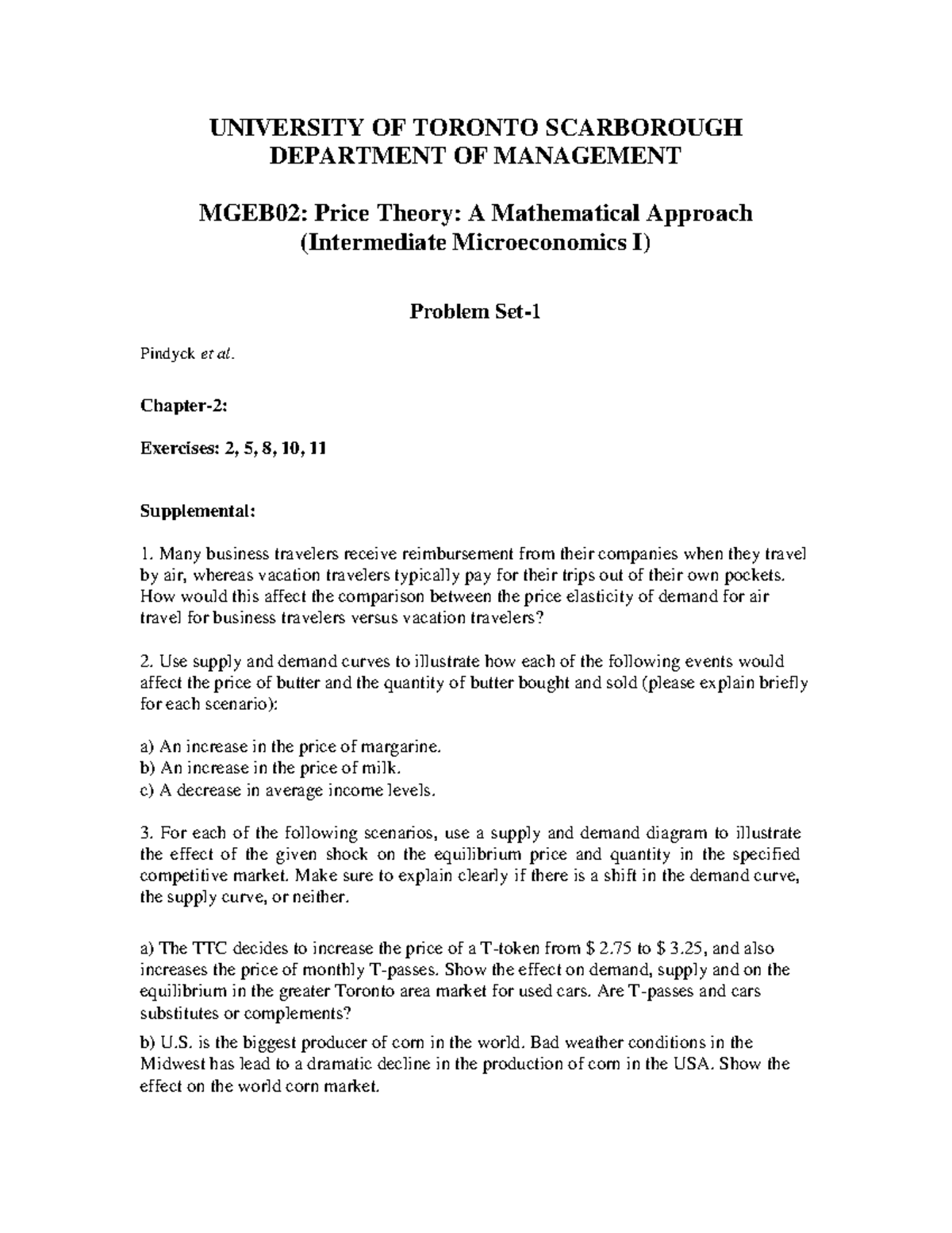 MGEB02: Problem Set 1 Answers & Solutions for Price Theory - Studocu