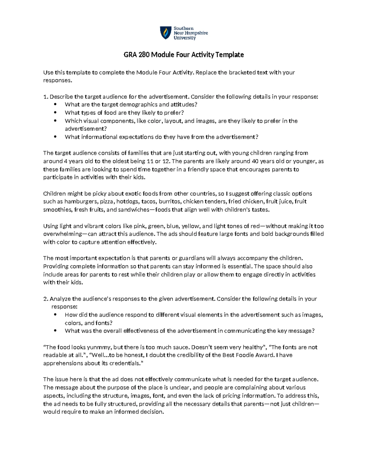 4-1 Discussion post - Hello class, Watch the ad here: For this ...