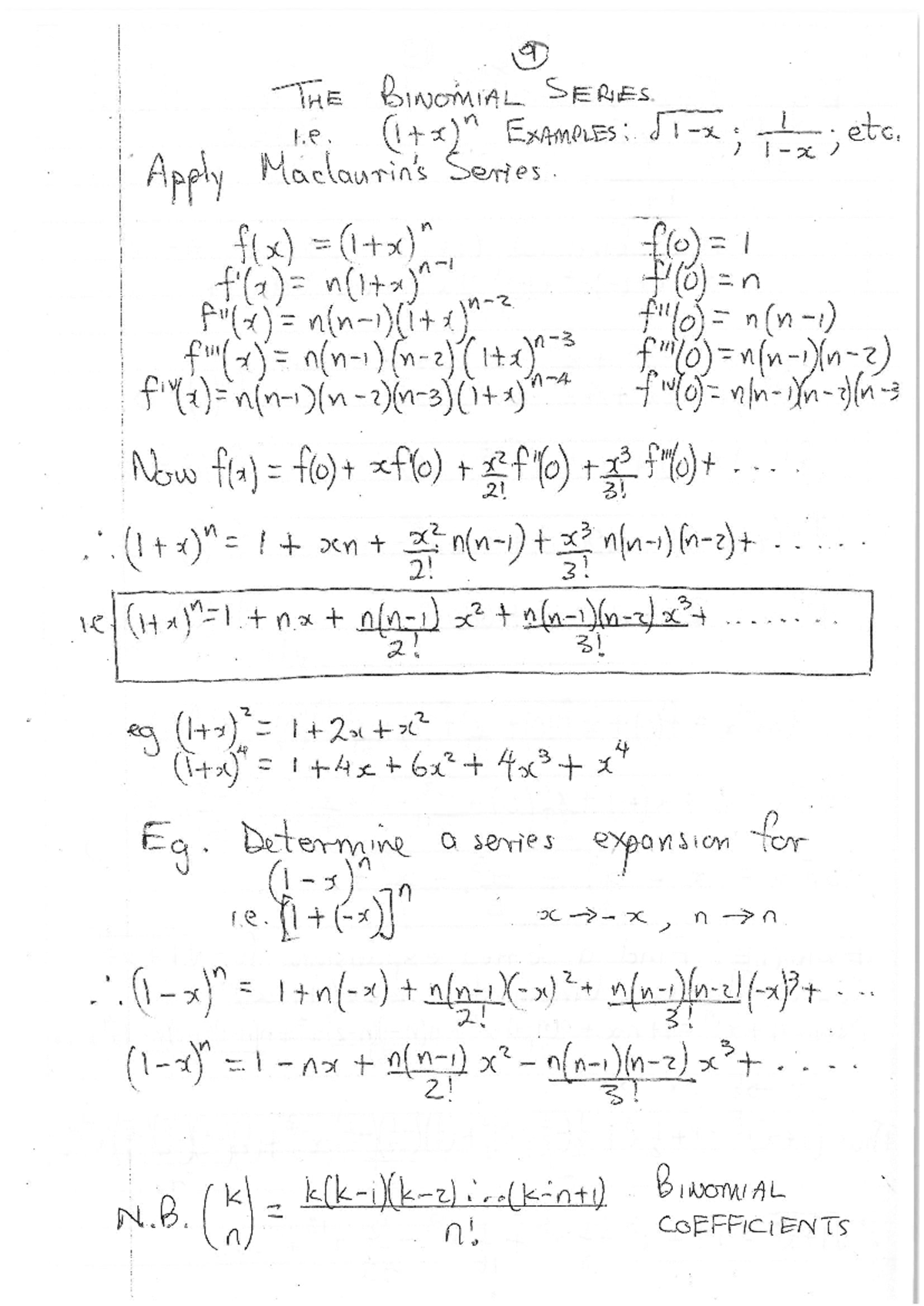 Binomial Series: Maclaurin's Expansion Examples (Pg 9-10) - Studocu