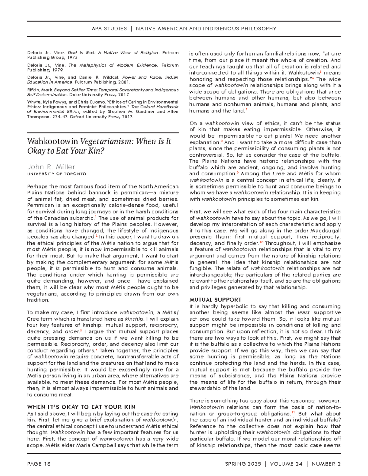 Wahkootowin: Ethical Perspectives in Native American Philosophy (APA ...