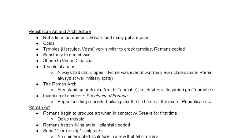 Roman Art, Architecture, and Law: Lecture 14 Notes (HIST 101) - Studocu