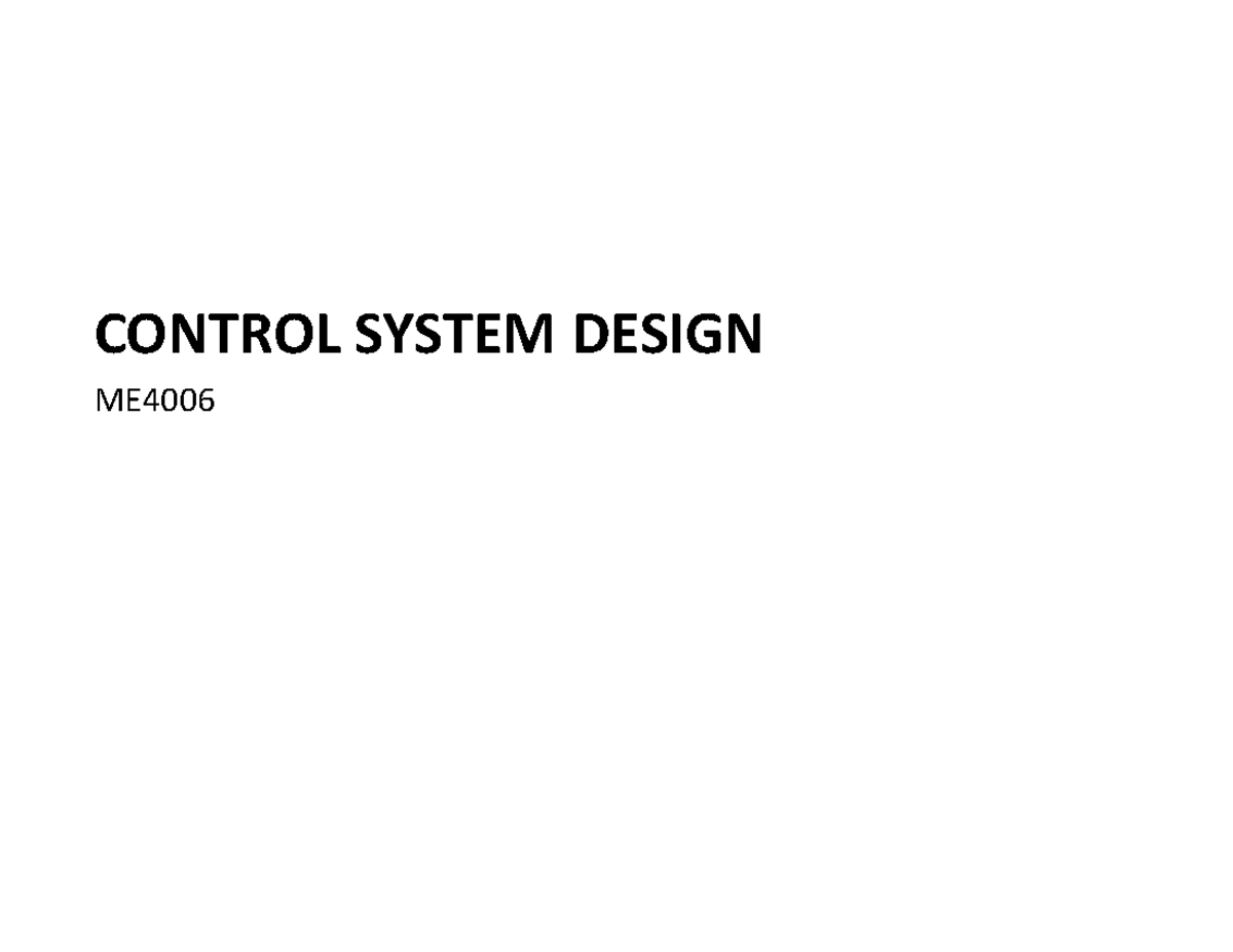 Control system design - theory 2 - CONTROL SYSTEM DESIGN ME ZZZZ ...