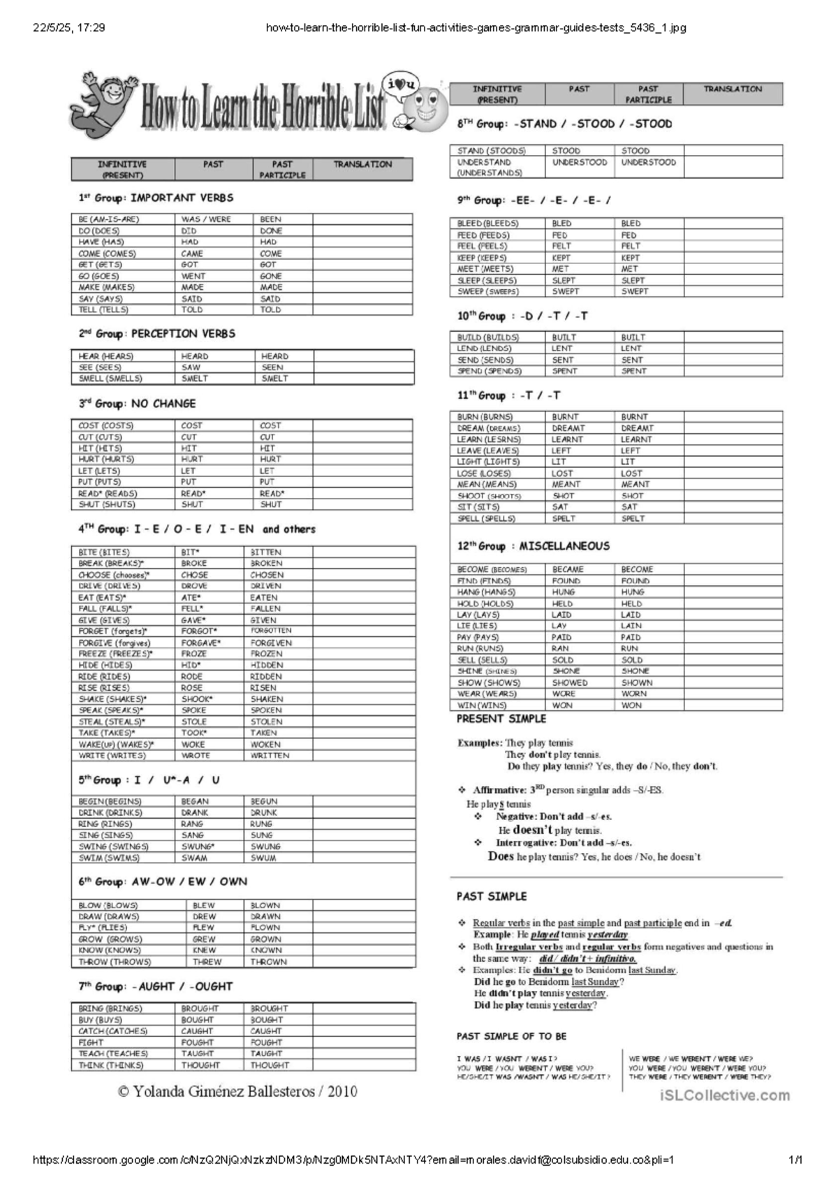 17:29 IVU Infinitive and Past Tense Verb List Guide - Studocu