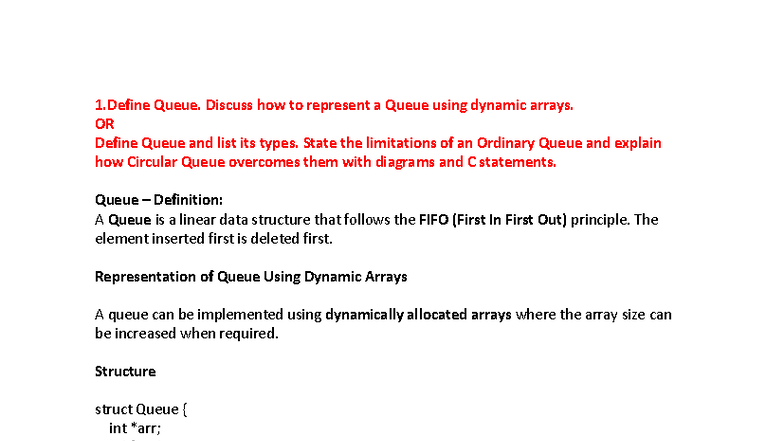DS Module 2 Q&A: Queue & Linked List Concepts and C Implementations ...
