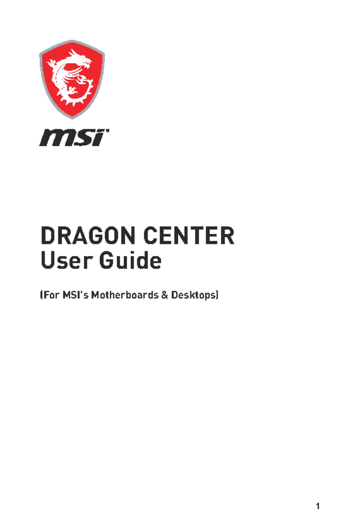 MSI Dragon Center User Guide: Optimize Gaming Experience - Studocu
