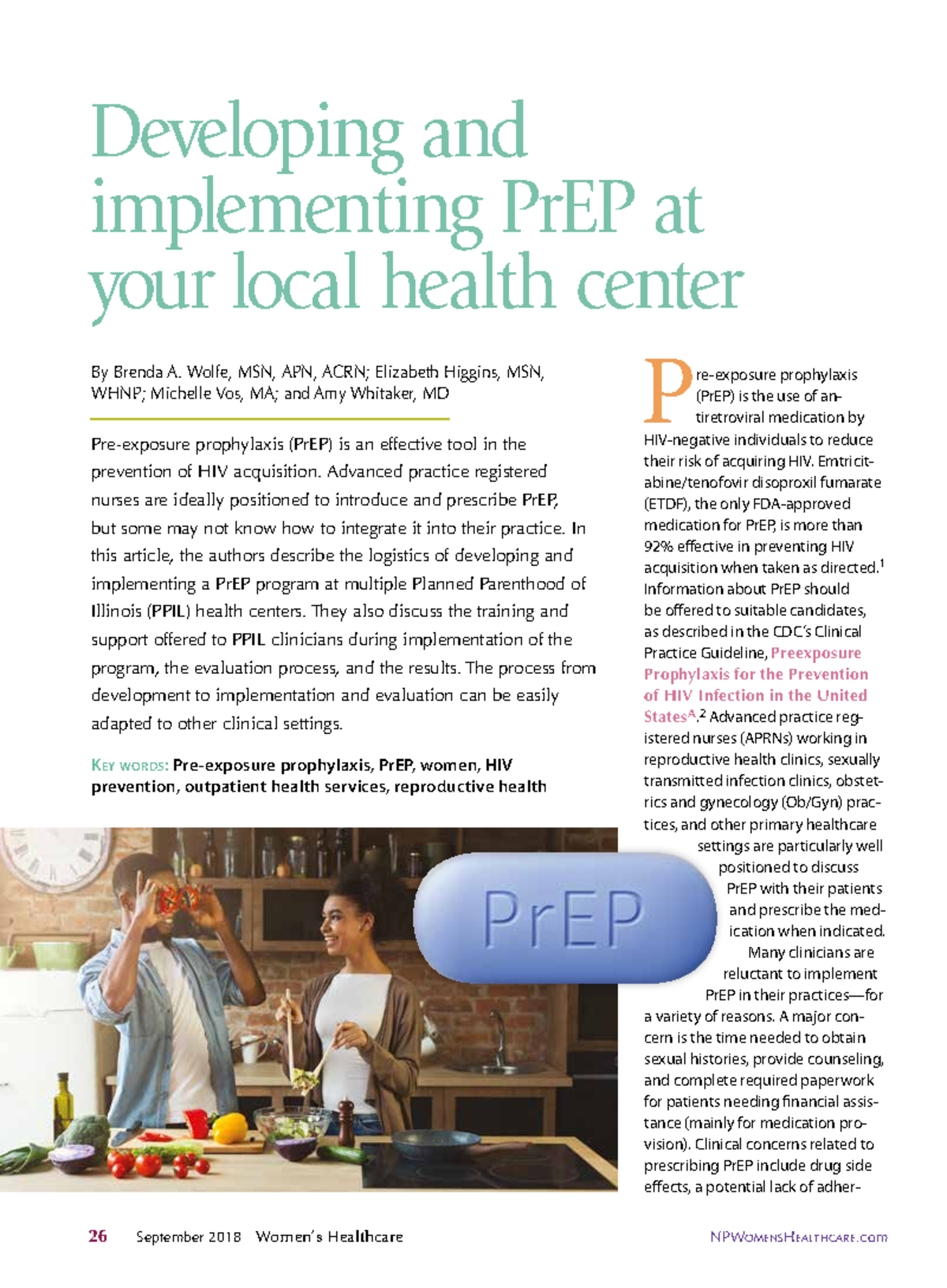 NPWOMENSHEALTHCARE Journal 2 Article - Implementing PrEP in Clinics ...
