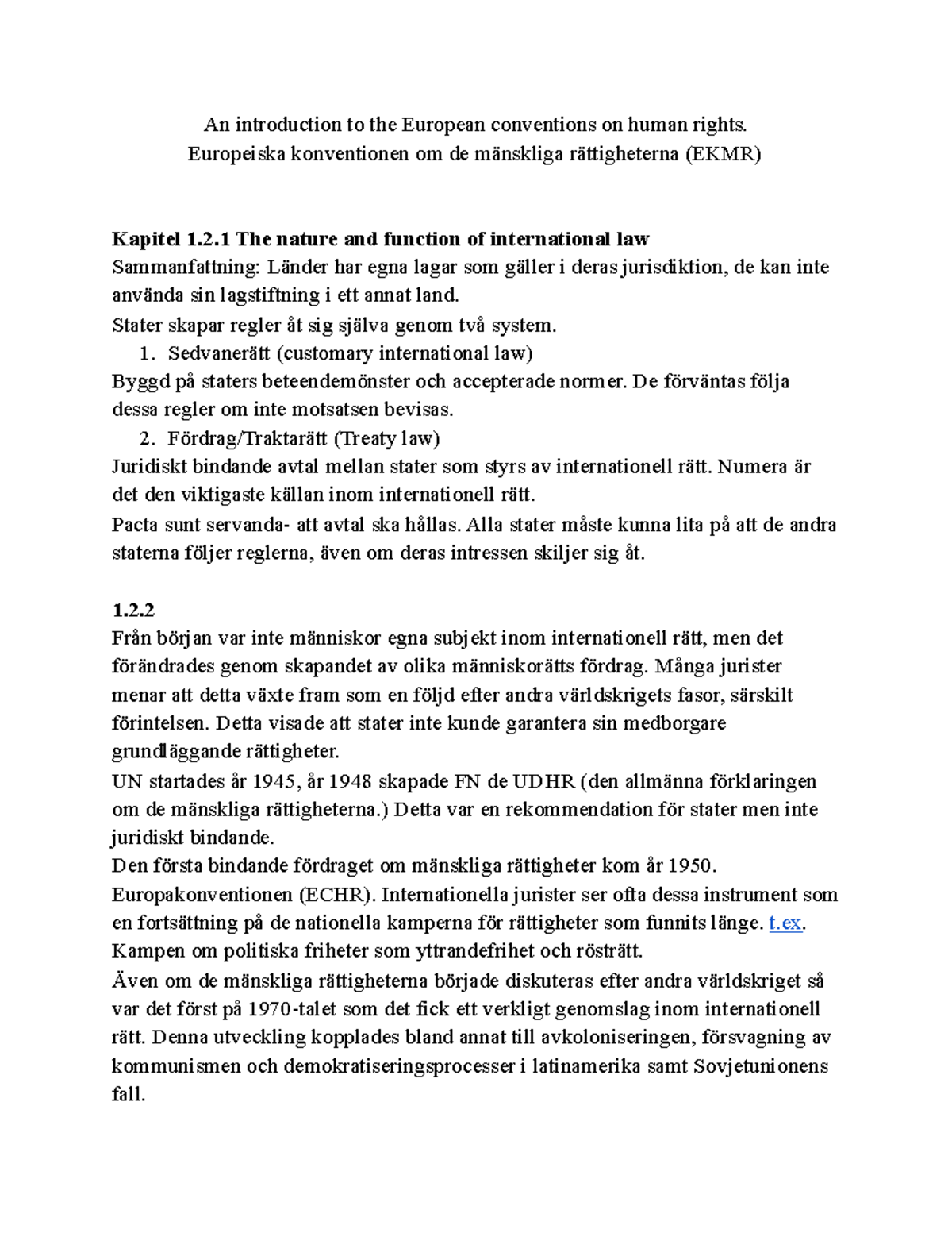 ECHR: An Overview of the European Convention on Human Rights - Studocu