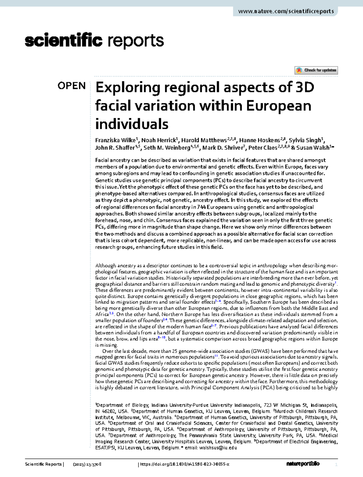 OPEN Exploring 3D Facial Variation Across European Regions: Ancestry ...