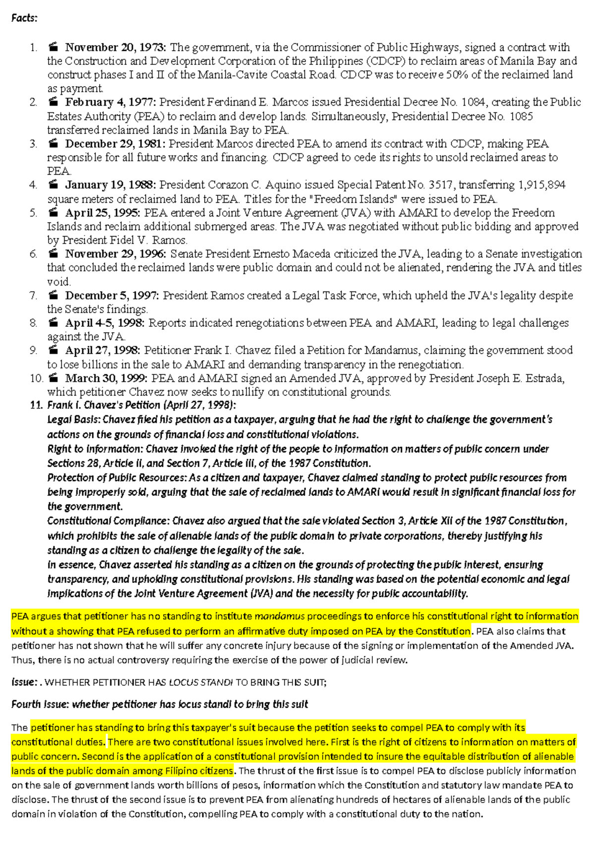 GR 133250: Legal Analysis of the PEA and AMARI Joint Venture Agreement ...