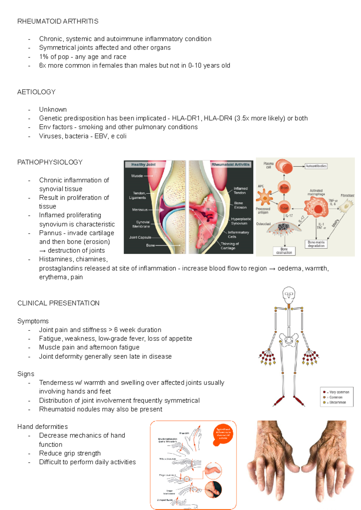 Rheumatoid Arthritis - RHEUMATOID ARTHRITIS Chronic, systemic and ...
