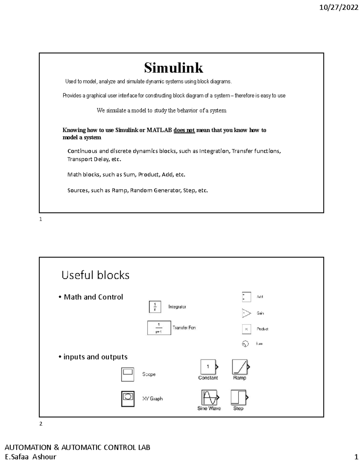 Automation & Automatic Control Lab Lecture Notes (exp1) - Studocu