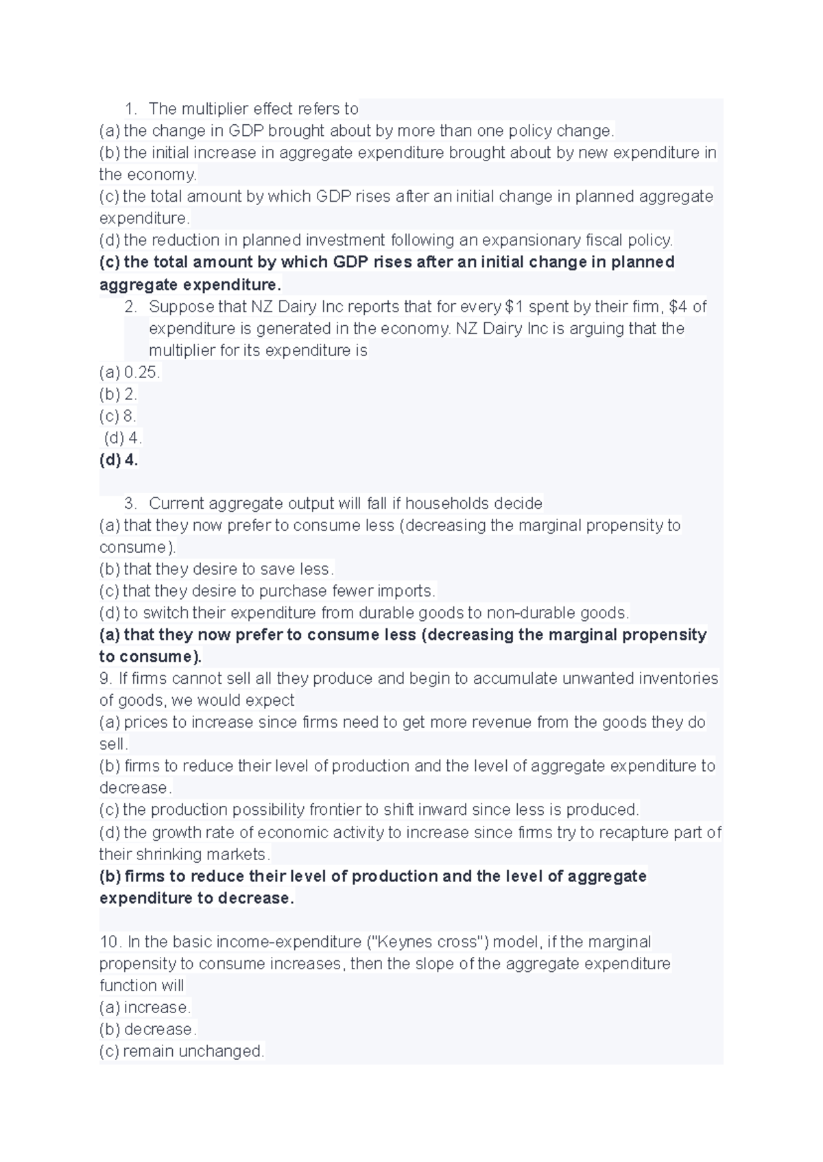 ECO 101: Multiplier Effect and Income-Expenditure Model Notes - Studocu