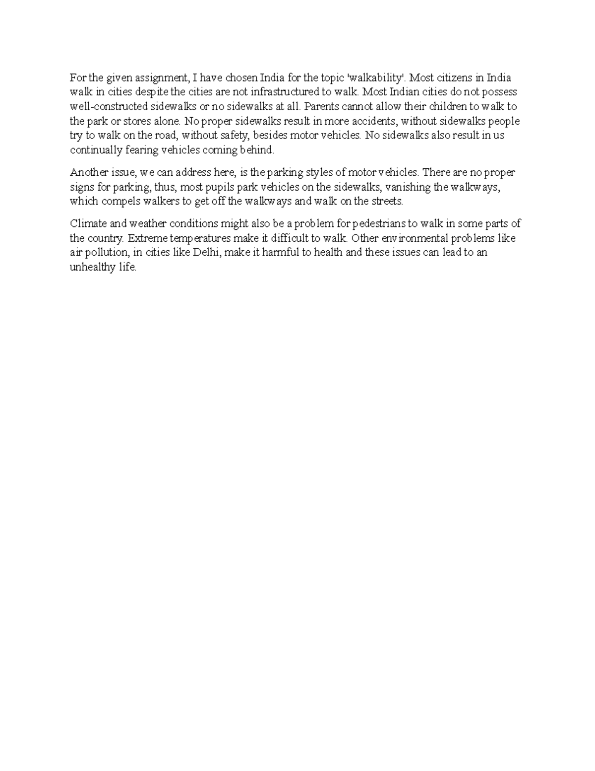 Geography - Walkability Issues in Indian Cities (Final Exam) - Studocu