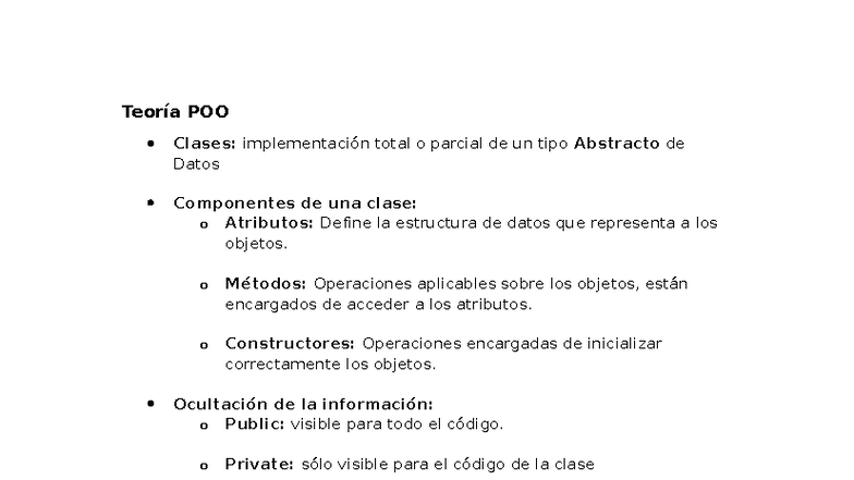 Teoría POO - TEORIA DE POO PARA LECCIONES - Teoría POO Clases ...